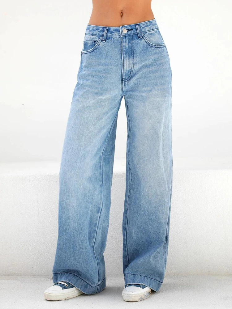 

Women Streetwear Casual Slouchy Jeans High Waist Denim Baggy Jeans Vintage Blue Full Pants Oversized Besics Straight Trousers