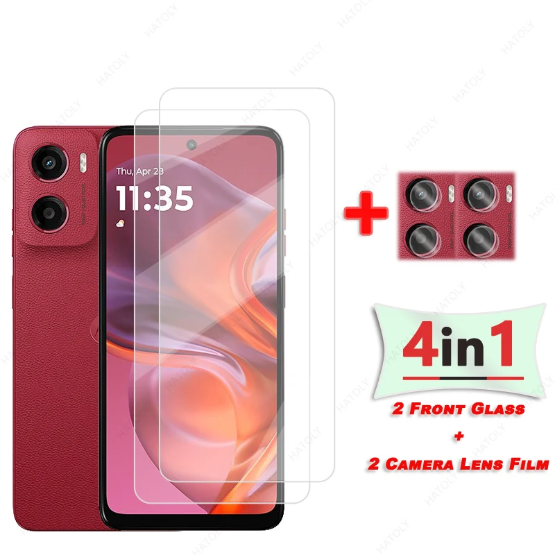 HD Clear Protective Film and Tempered Glass Screen Protector with Camera Lens Protection