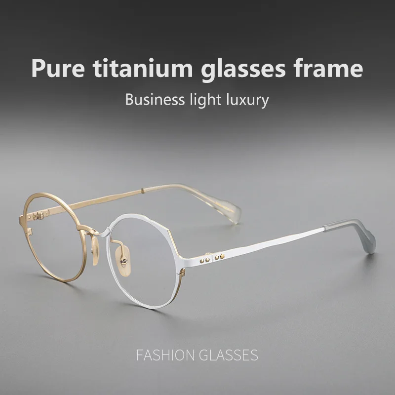 

2023 New Retro Round Pure Titanium Upscale Men Optical Glasses Frames Women Fashion Optical Prescription Eyeglasses