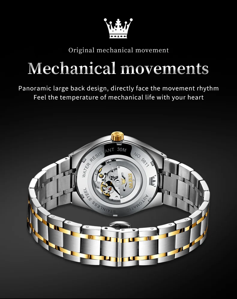 OLEVS 9811 Luxury Waterproof Luminous Mechanical Watch description image 5