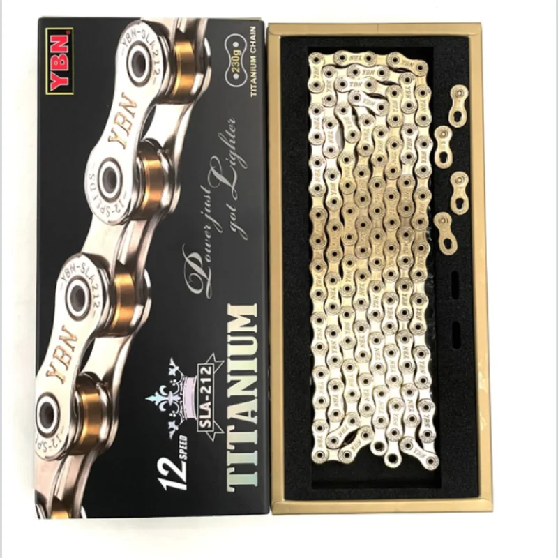 自転車チェーン10s用  YBN SLA-101 (ゴールド) YBN Bike Chain 10 11 12 speed SLA silver hollow gold oil