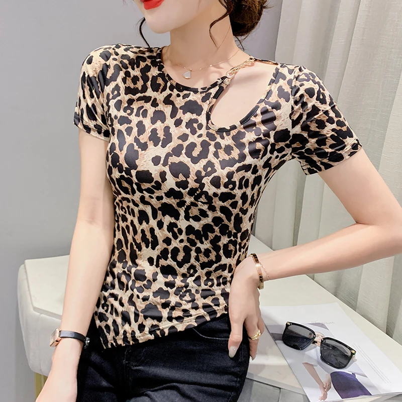 

2023 New Summer European Clothes Mesh T-Shirt Chic Sexy O-Neck Hollow Out Tie-Dye Print Women Short Sleeve Tops Slim Tees 32307