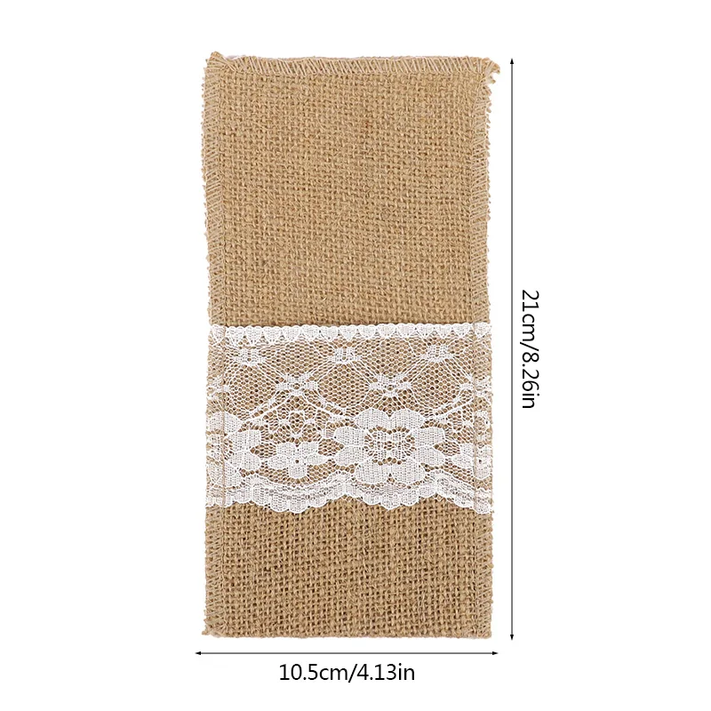 10-30 Stück Rustikale Jute-Bestecktaschen für Hochzeit Geburtstag Party Tischdekoration Messer Gabel Servietten-Beutel Weihnachten Heim-Deko – Detail 8