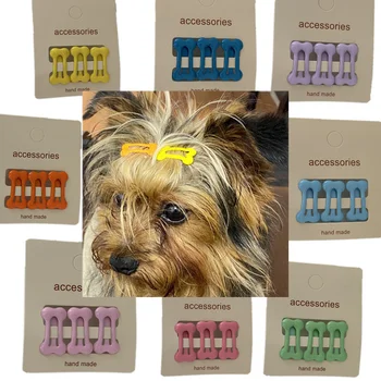 Cutedog  Hair Clips Bone Shape Pet Hair Clip Pet Grooming Hair Barrette Mini Muticolored Pet Accessories