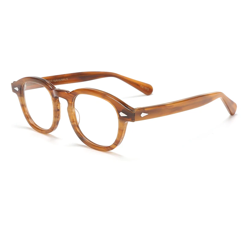 Herren-Brillengestell im Johnny-Depp-Stil mit transparenten Gläsern, Designer-Computerbrille für Männer, rund, Vintage – Detail 13