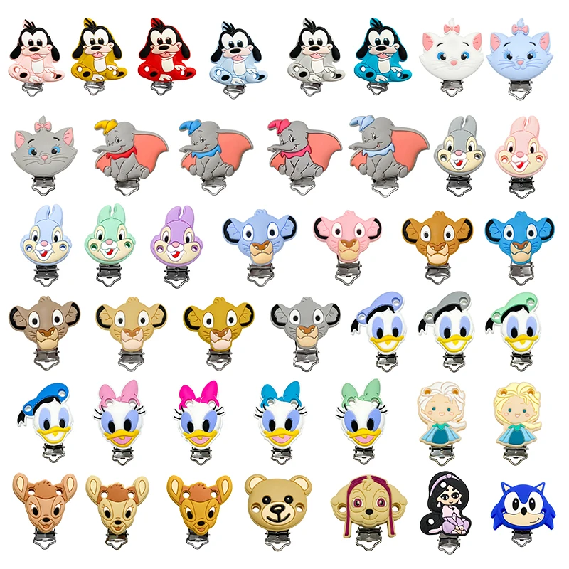 10pcs Silicone Disney Clips, Baby Pacifier Clips Holder, Silicone Dummy Pacifier Chain Accessories, BPA-Free Customized, Pacifier Clip, Pacifier Chain, Pacifier Accessories