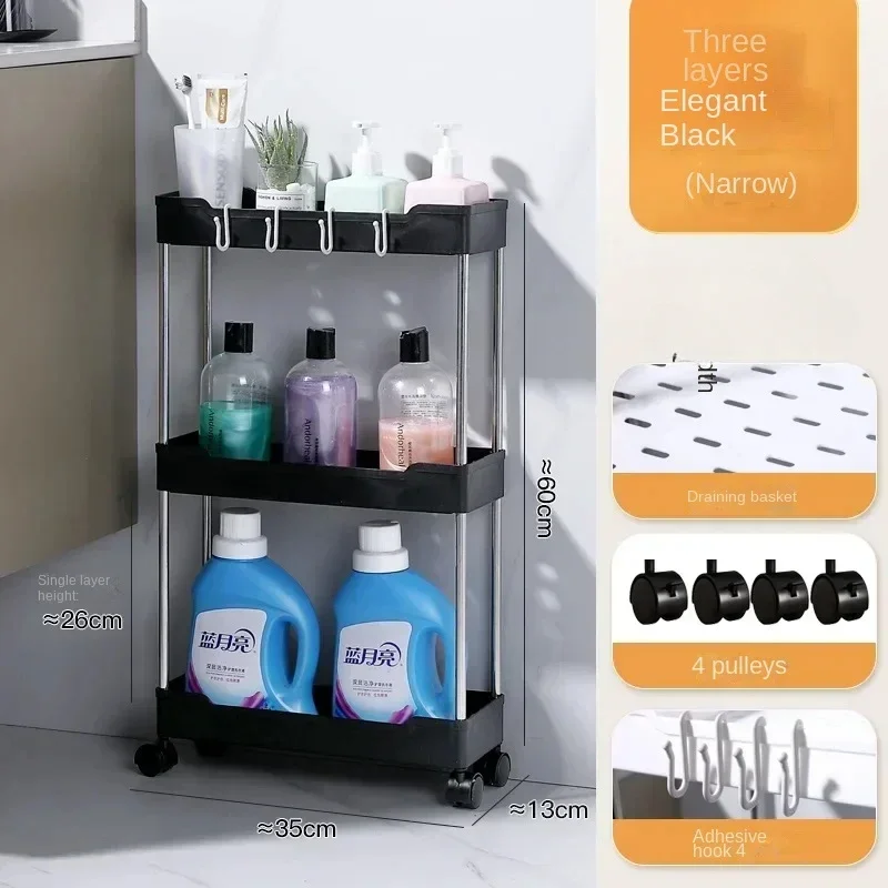 Bathroom Storage Rack With Wheels 3/4 Layer Rolling Utility Cart Bathroom Storage Organizer Multi-purpose Utility Cart storage rack bathroom shelf rack bathroom storage rack storage trolley