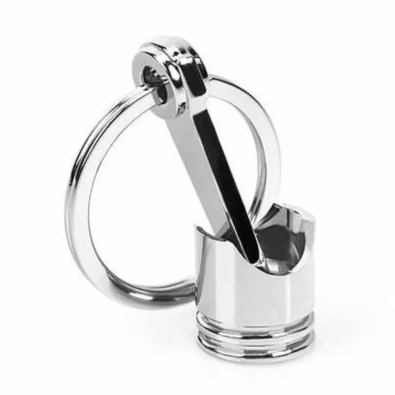 10Pcs Engine Piston Keychain Key Ring Metal Piston Model Keyring Keyfob