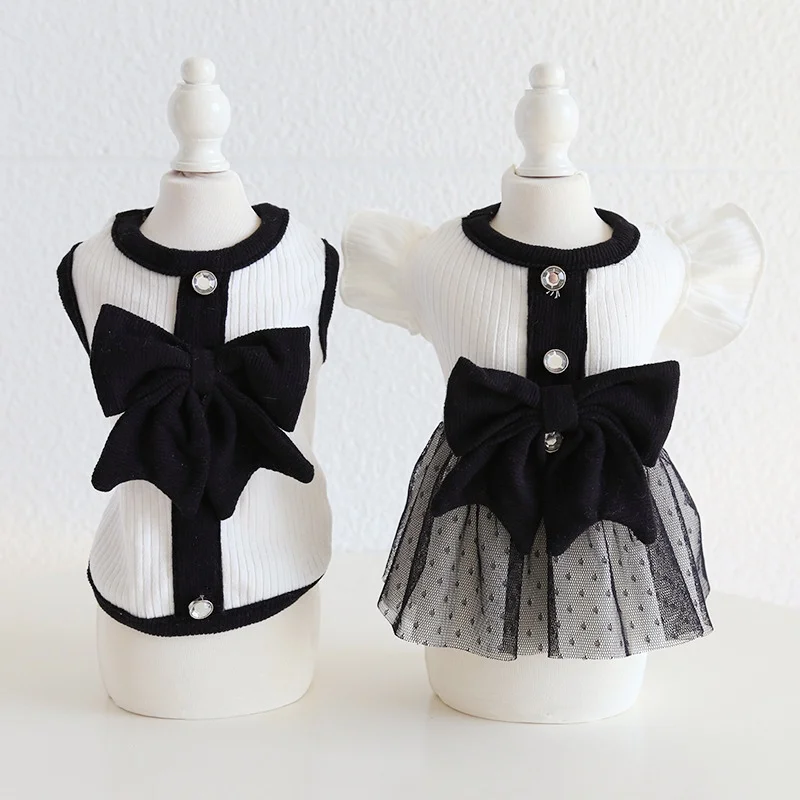 Vestido de luxo para cães pequenos com laço saia de princesa_voghion.com
