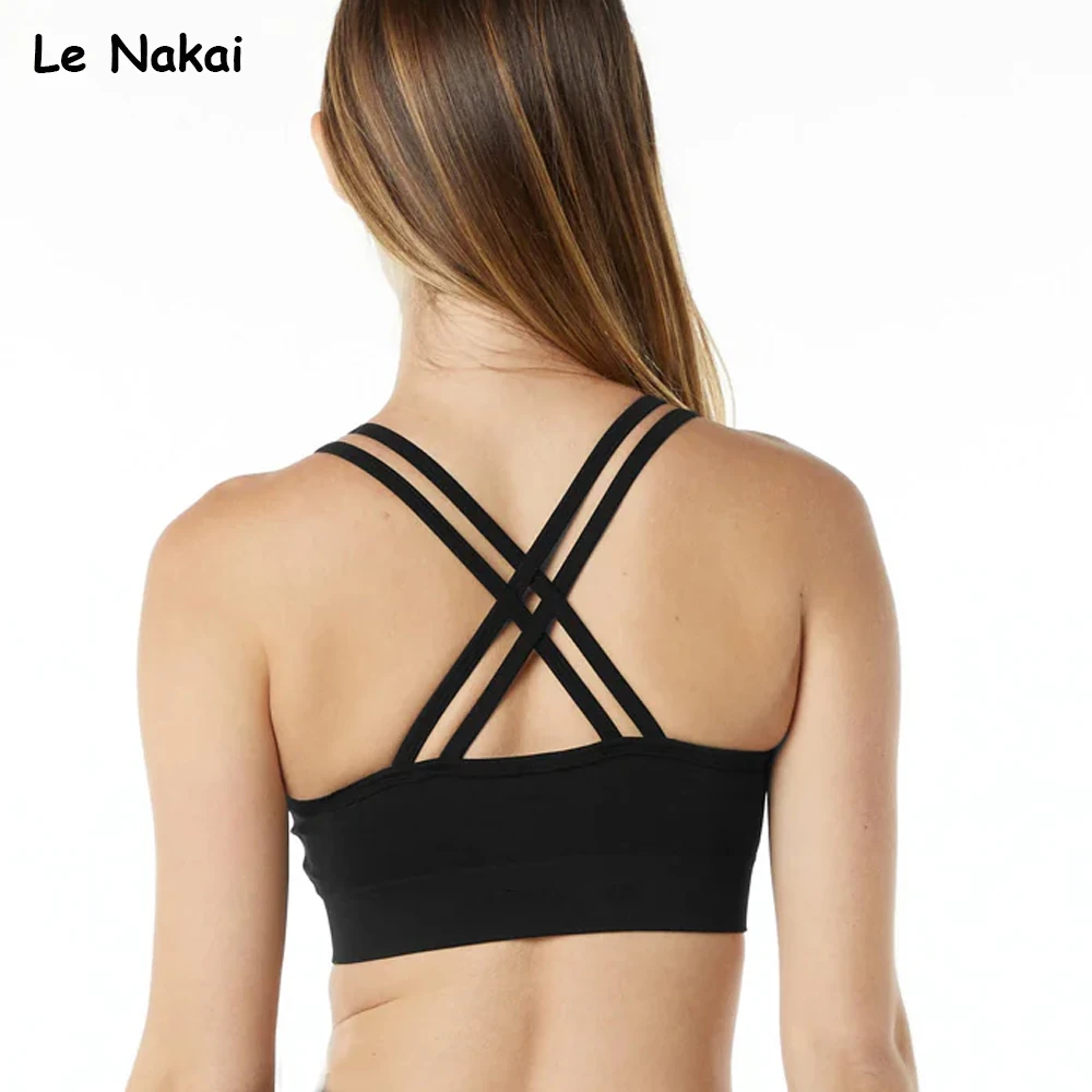 New Revival Backless Bra for Women Strappy Sports Bra Cross Back Yoga Top  Padded Gym Bra Wokout High Support Fitness Crop Top - AliExpress