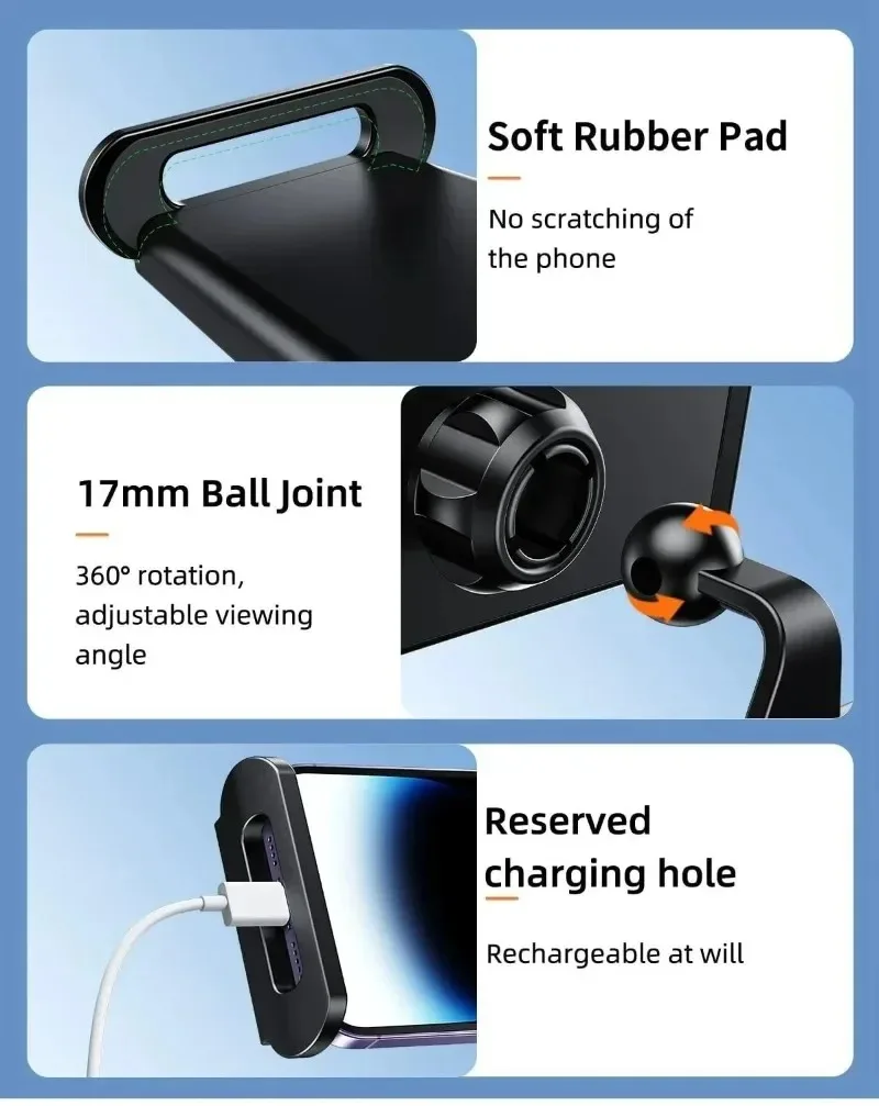 Soporte para Tablet y Teléfono para Reposacabezas de Tesla Model 3/3 Highland, Model Y/Y Juniper 2025, Rotación 360° °