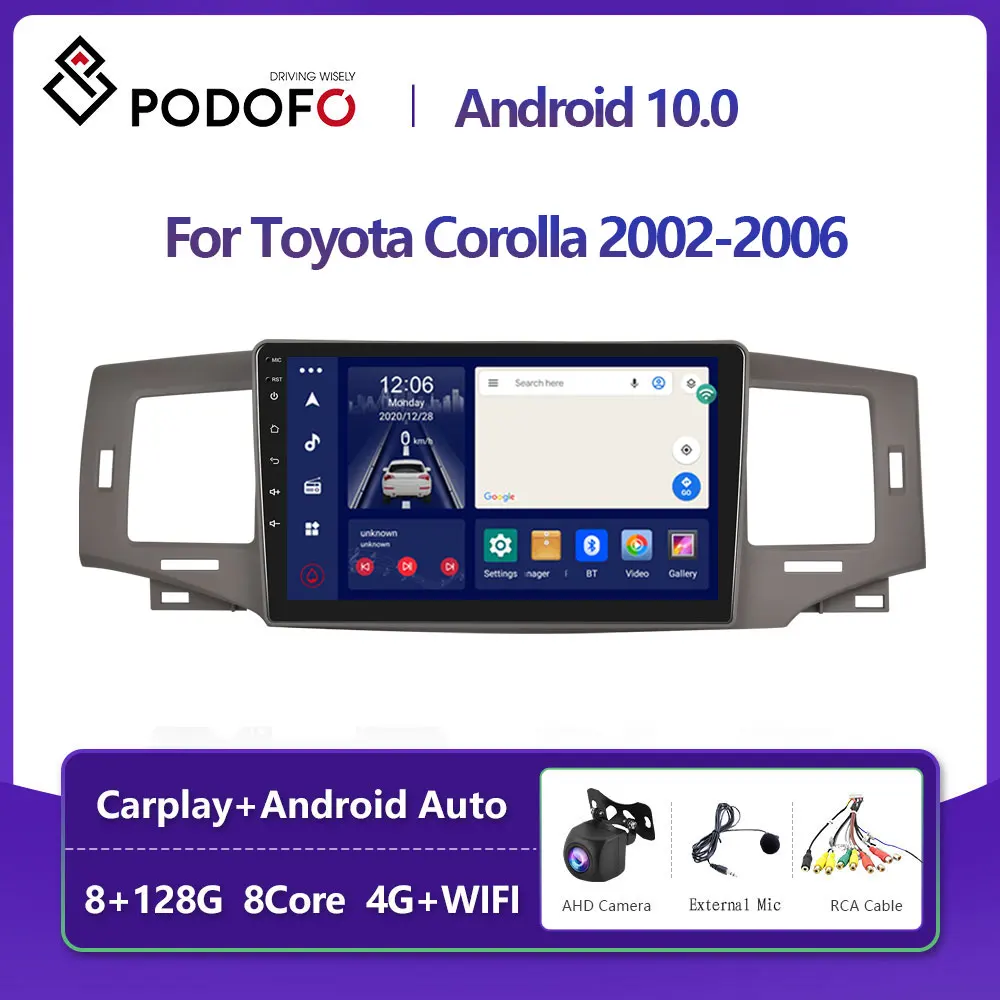 Podofo For Toyota Corolla 2002 2006 Car Radio Multimedia Video Player