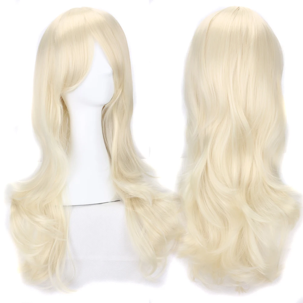 InjBulk Hair-Perruques Synthétiques Cheveux Longs Bouclés, Perruque Cosplay, Perruque Lisse, Cheveux Ondulés, Volume de l'Air, Température Douce, Gris et Blond