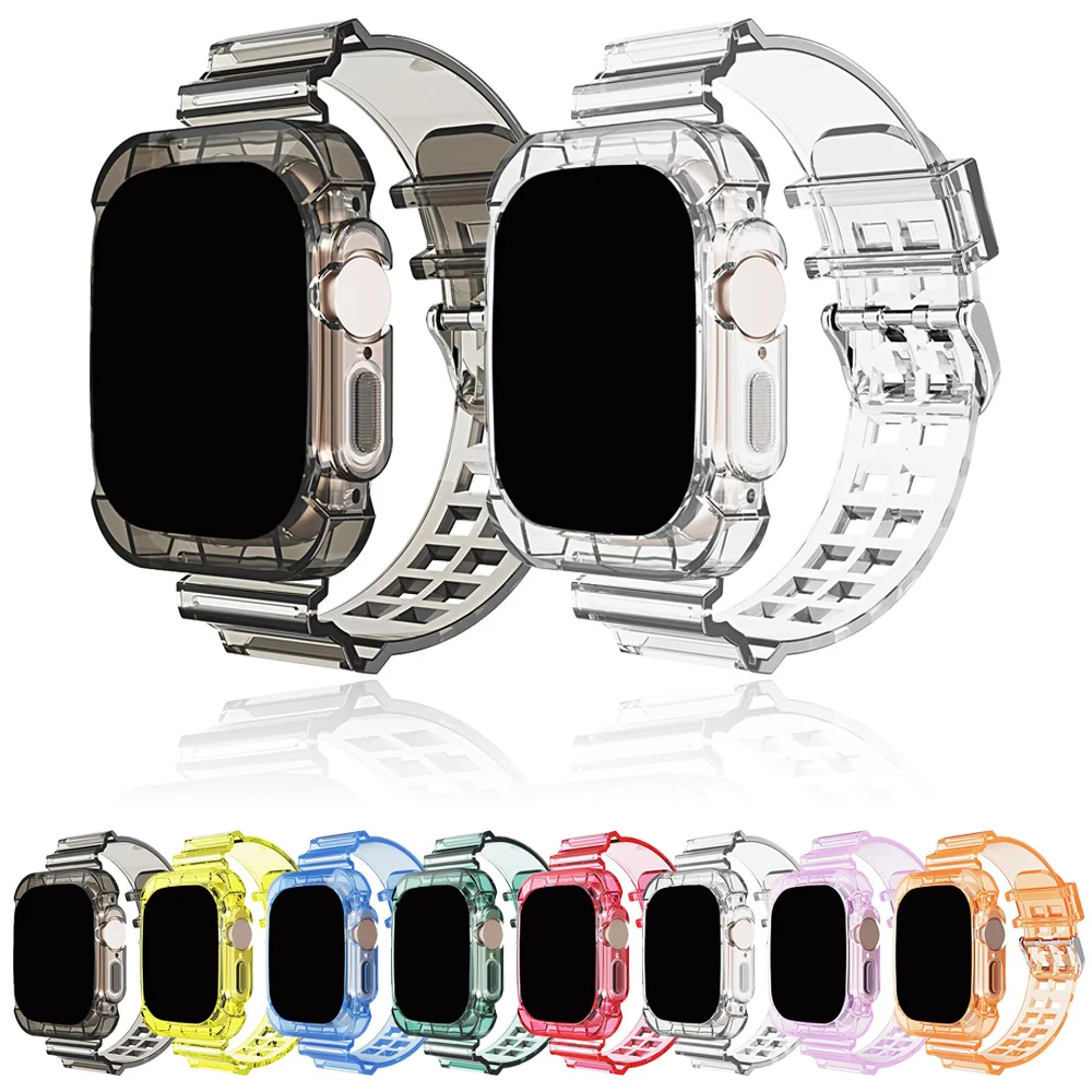 Transparent Apple Watch Band with Protective Case – Soft Clear Strap Accessory