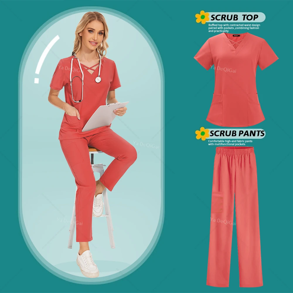 

Hospital Doctor Nurse Nursing Scrub Set Women Casual Jogger Suit Phary Operating Room Beauty Workwear Medical Uniform