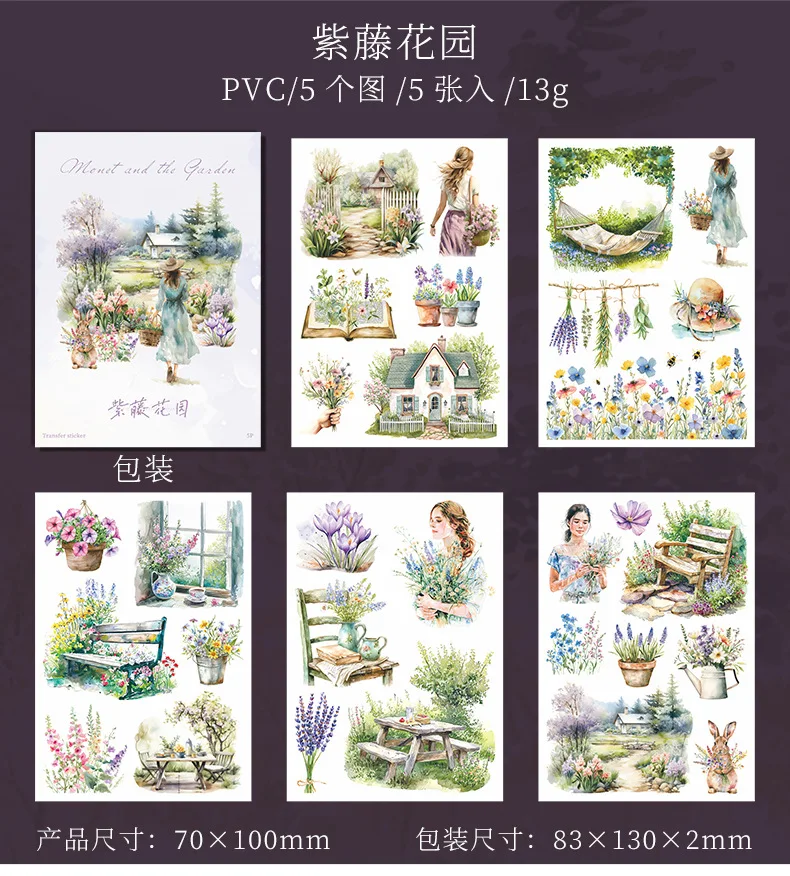 5 teile/los Memo Pads Material Papier Monet und die Garten Junk Journal Scrapbooking Karten Retro Hintergrund Dekoration Papier – Detail 16