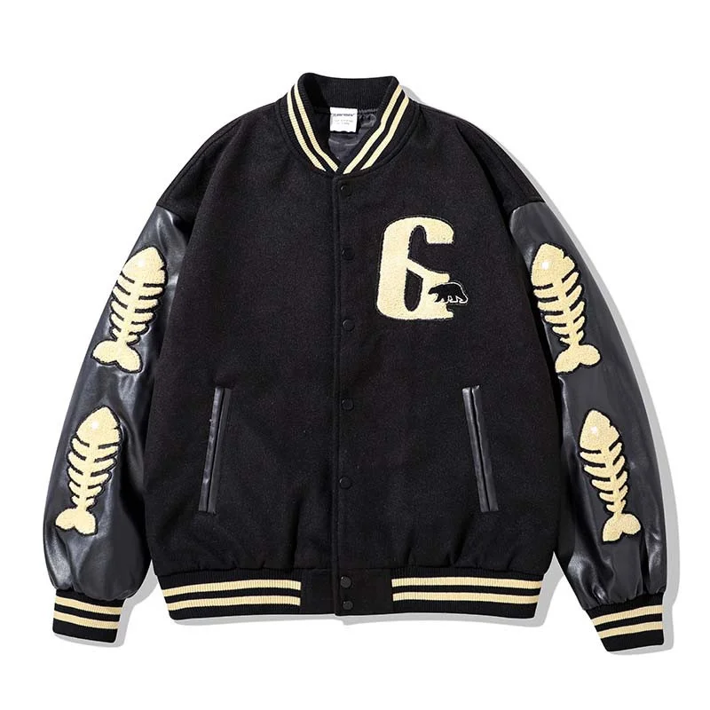 

Couple's Hi Street Varsity Baseball Jacket Fashion Unisex Oversized Hip Hop Letterman Outerwear With Embroidery Tops