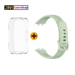Silicone Sport Bracelet with Full Screen Protector and Strap Case Cover for Smart Band Accessories (6 Official Green)