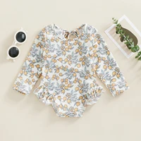 Kids Baby Girl Summer Swimwear Floral Print Backless Ruffles Long Sleeve Bodysuit Bathing Suit Girls Beachwear 0-4 Years 4