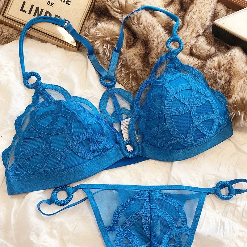 

Honviey Vintage Cotton sexy lingerie set bow wirefree tube top comfortable underwear fying lace side lingerie plus size