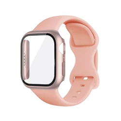 Silicone Strap and Glass Case Bracelet Cover for 40mm (Retro rose gold)
