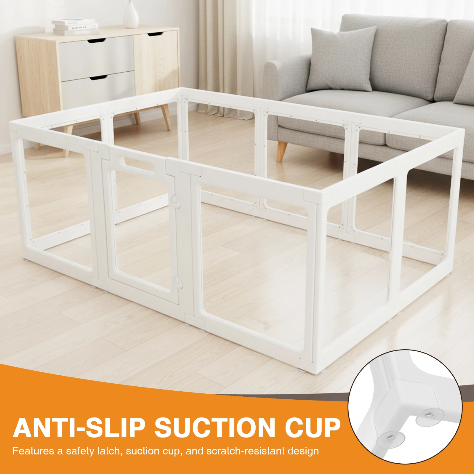 Clear Acrylic Dog Playpen 12 Planes Transparent Dog Fence Indoor Sturdy Pet Pen for Puppy/Small Dog/Rabbit/Pig Easy Assemble