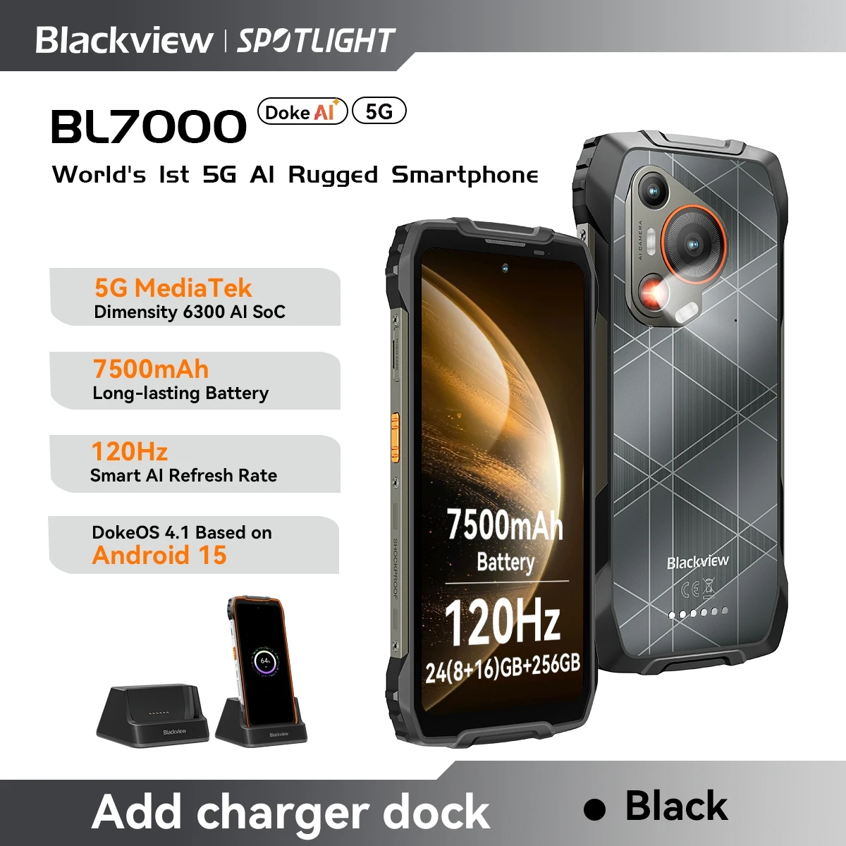 BLACKVIEW BL7000 5G AIタフネススマホ Deepseek GPT Android 15