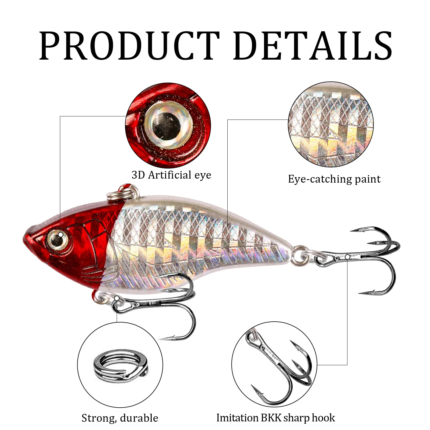 Lure Lure Ring Beads VIB Bait 5cm/14.5G Laser Tossing Plastic Hard Bait Bionic Fishing Gear fishing lure