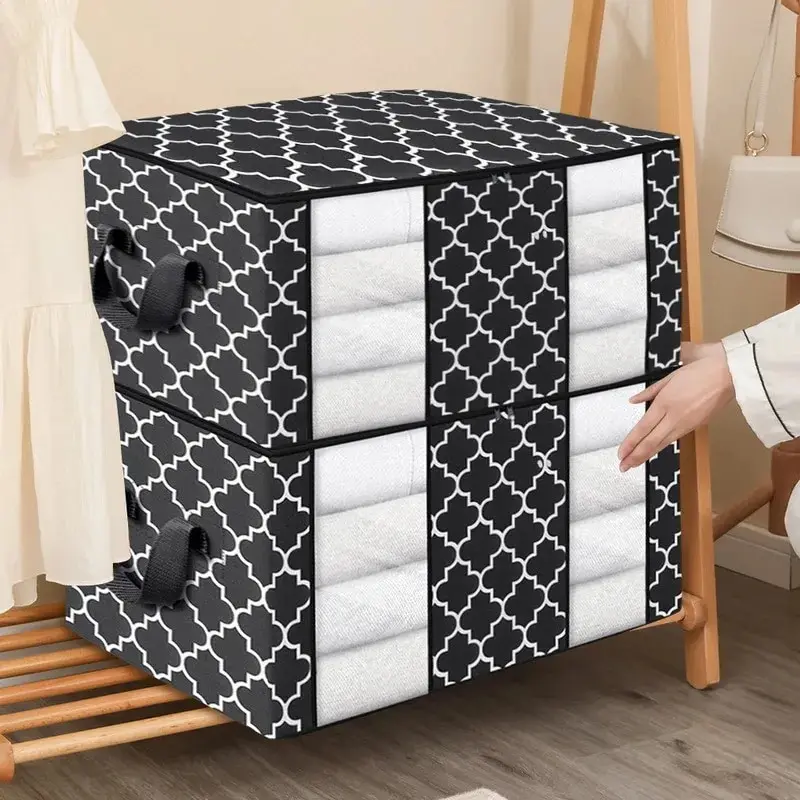Clothes Storage Bag Foldable With Handle And Zipper Dustproof Waterproof Large Capacity