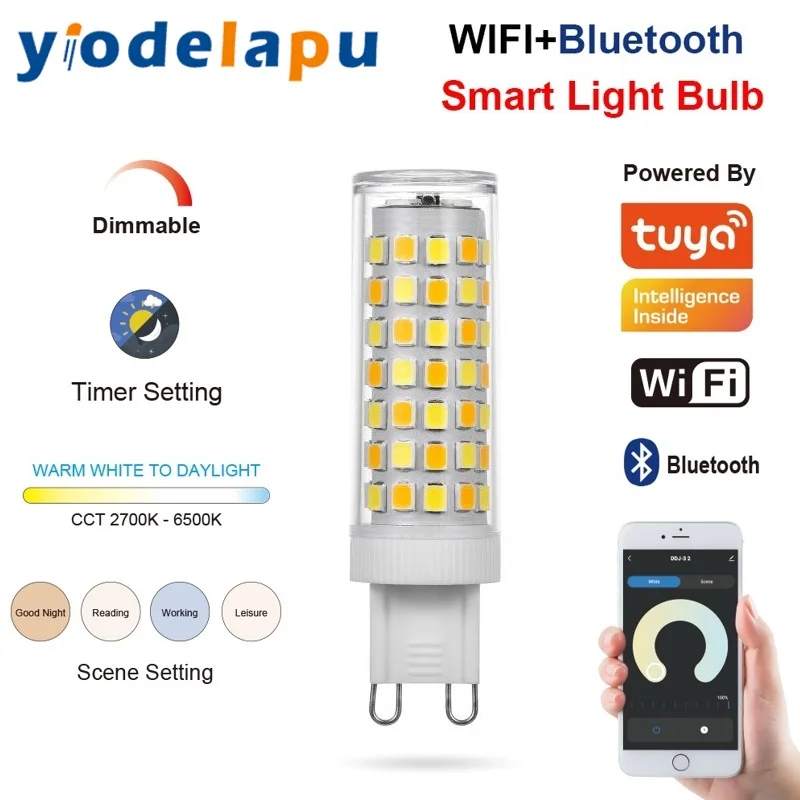 스마트 LED 투야 와이파이 조광기, G9 LED, 220V, 5W, 2700K, 6500K, 따뜻한 흰색, 7W, 알렉사 구글