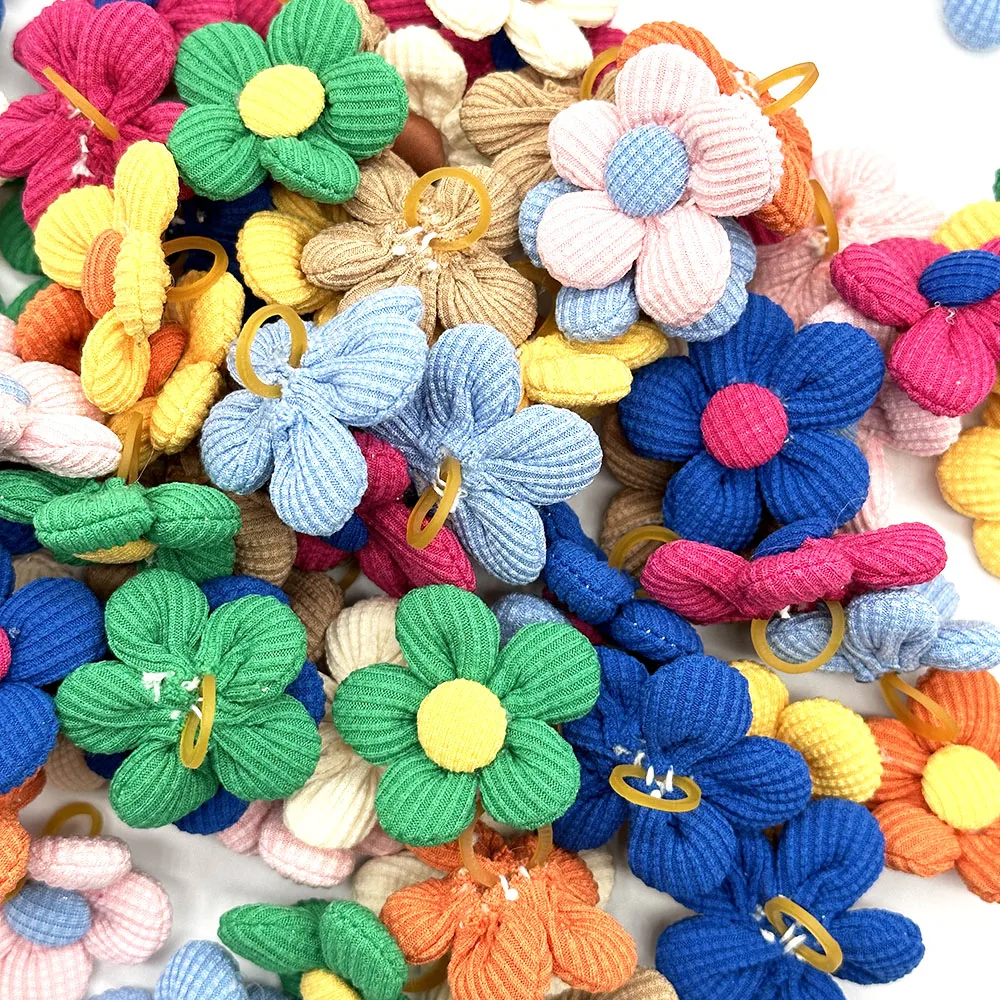 50/100PCS Flower Shape Decoration Cute Dog Hair Bow Dogs Bows Cotton Rubber Bands Dog Supplies Puppy Bowknot Pet Accessories 3