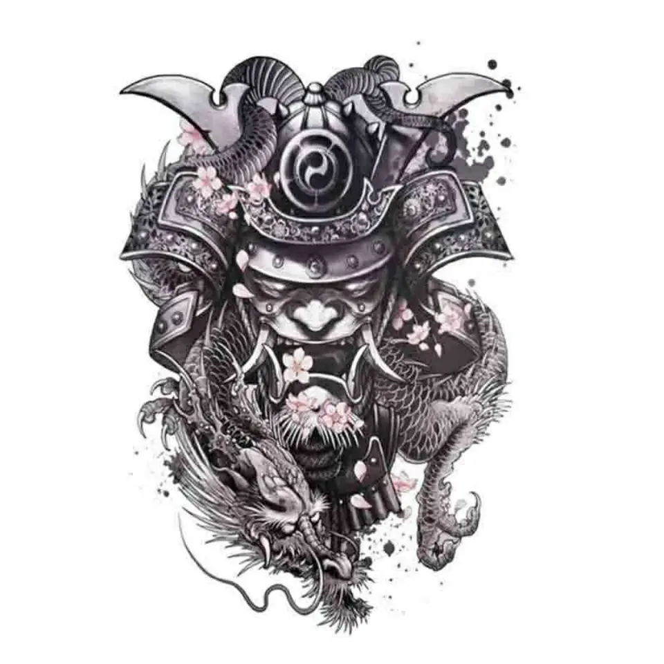 Japonês samurai dragão tatuagem adesivos à prova dwaterproof água tatuagem  falsa para mulher homem braço duradoura tatuagem temporária ukiyoe arte  tatuagens - AliExpress, image size:960x960