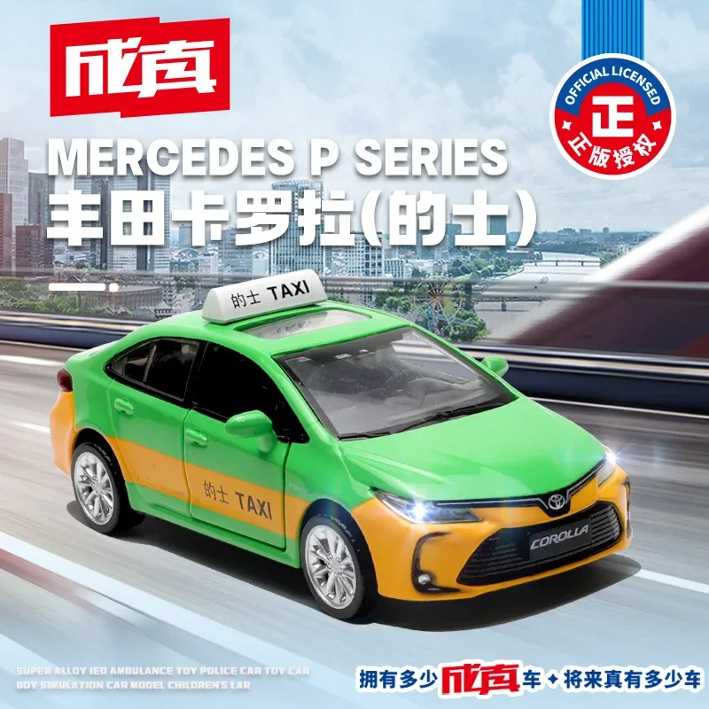 

Модель автомобиля Toyota Corolla taxi из сплава в масштабе 1:32, литая и Игрушечная модель автомобиля, имитация звука и фото, коллекция детских игрушек