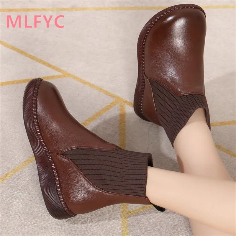 

English style thick soled black women's boots 2023 autumn and winter new fashion Chelsea fashion short boots