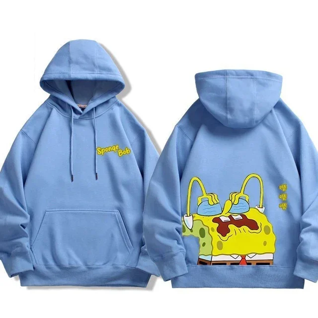 thumbnail image 1 of Suéter de poliéster con dibujos animados de Bob Esponja para otoño e invierno, sudadera con capucha de manga larga fina o polar, 1 of 5