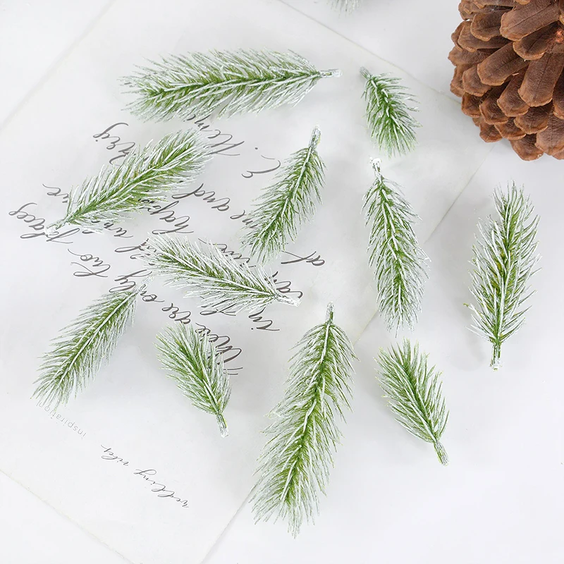 Description Picture 5 of item10Pcs Artificial Snow Pine Needles Fake Plants DIY Scrapbooking Accessories Christmas Wreath Decoration Home Decorative