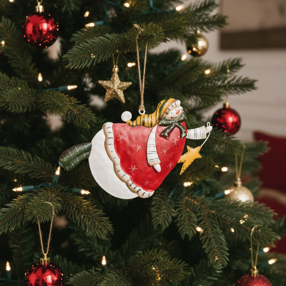 Cute Handmade Snowman Hanging Model with Lanyard Hanging Xmas Ornament Iron Cartoon Party Decoration Festival Decoration