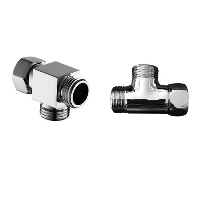 3 Way 1/2" Brass Chrome Diverter Water Separator T Shape Faucet Adapter Valve Water Tap Connector Splitter Shower Supply