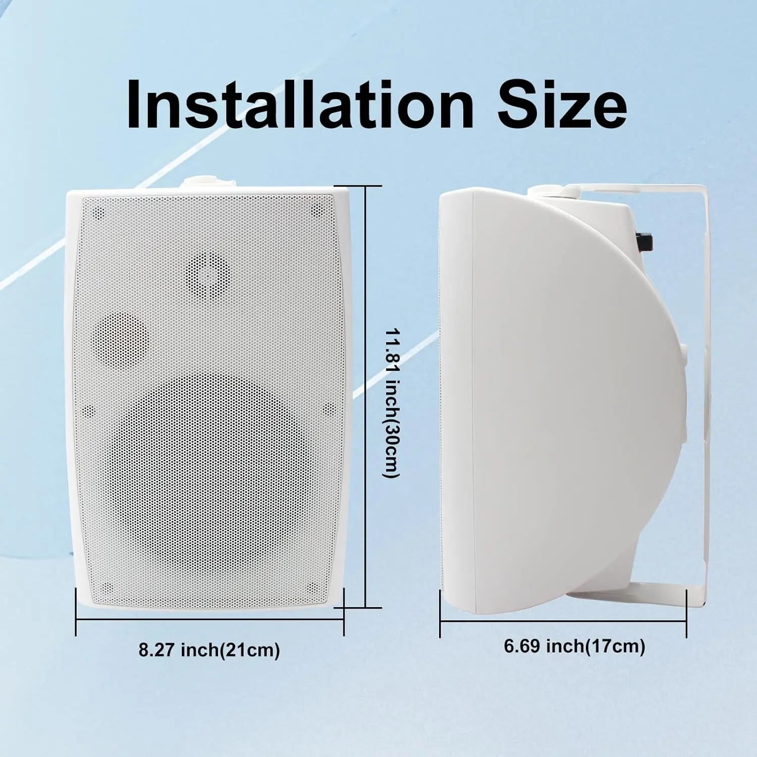 Herdio 6.5 Inch 400W Outdoor Passive Speakers Wall Mount Speakers Wired Waterproof With Powerful Bass For Patio Garden Poolside 2