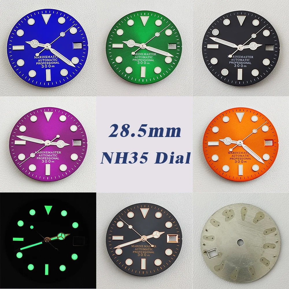 

Зеленый циферблат для часов NH35, 28,5 мм, циферблат S, аксессуары для часов NH35 NH36, инструмент для ремонта часов