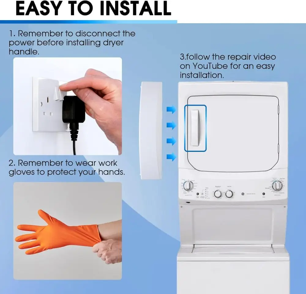 Description Picture 6 of itemWE01X30378 Dryer Door Handle compatible with GE & Kenmore Dryers WE01X25878 WE1M1068 PS12743305 AP6983534 PS11772025