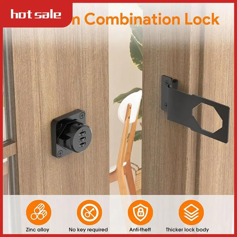 Keyless Cabinet Combination Latch,Cabinet Password Locks For Cabinet,Mailbox,Office File Cabinet Lock 90&deg;Angle Easy To Use Black