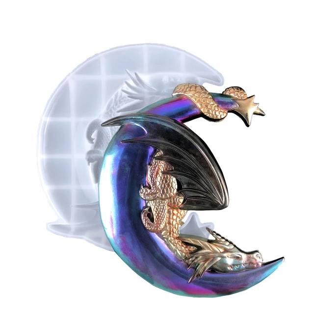 3D Flying Dragon Moon Wall Decoration Silicone Mold DIY Handicraft Wall Living Room Desktop Decoration Epoxy Resin Molds