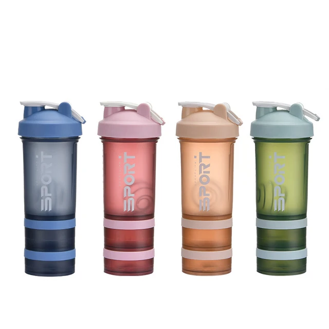 3 Layers Sport Protein Shaker Bottles 450ML Mixing Ball Shaker Cup