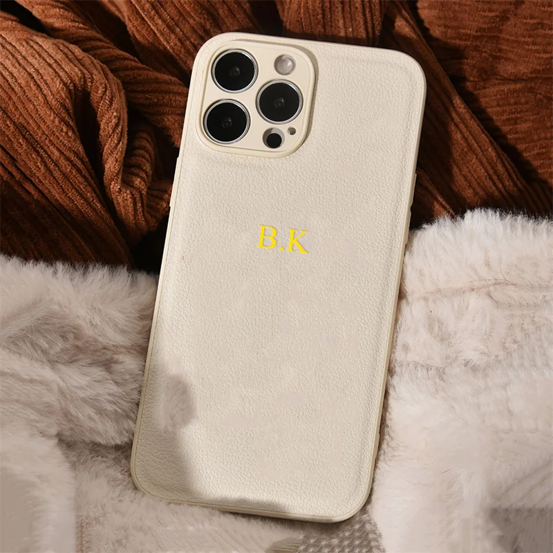 thumbnail image 1 of Customized Initials Fluorescent Green Leather Case For iPhone 15 14 Pro Max 13 12 11 XS MAX XR 7 Plus Luxury Personalised Cover, 1 of 5