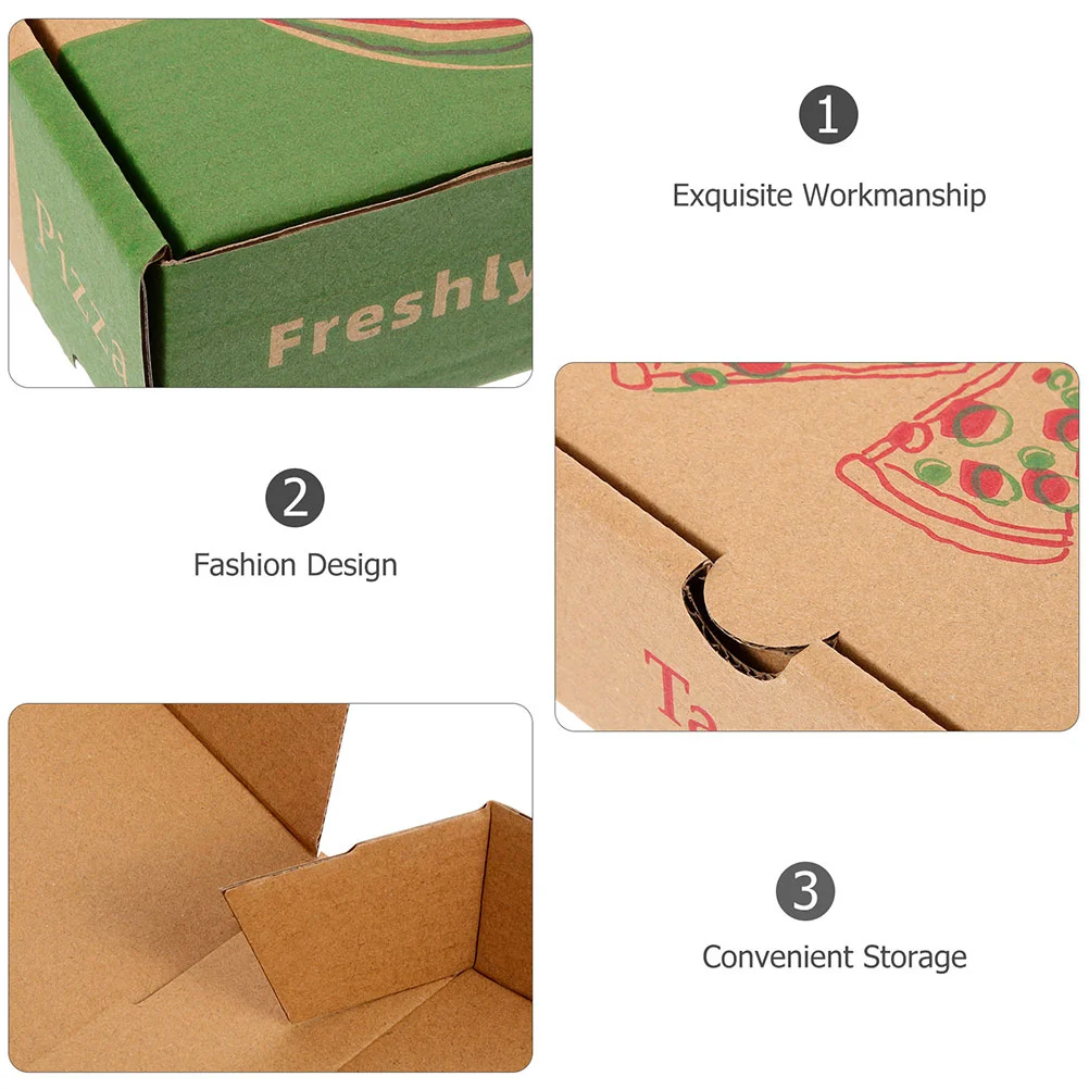 10 Pcs Foldable Pizza Boxes Disposable Food Containers Take Out Boxes Paper Pizza Storage Keeper Restaurant Supplies