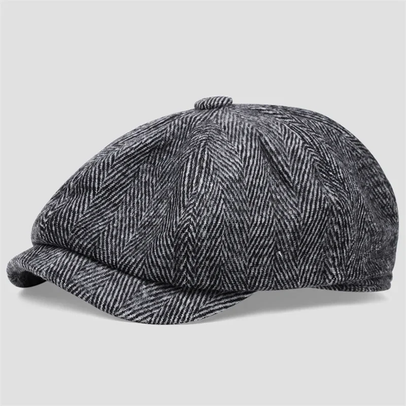 Newsboy Cap Newsboy Hat Winter Retro British Style Newsboy Cap Men Vintage Luxury Unisex Octagonal Flat Cap Cotton Ascot Caps Beanie