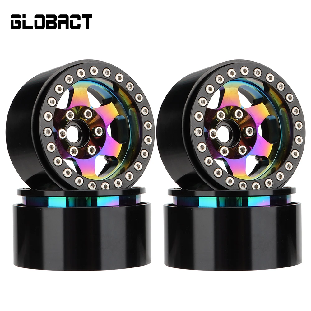 

GLOBACT Rainbow 1.9" Beadlock Wheel Rim Offset-10mm Deep Dish Aluminum Wheels for 1/10 SCX10 TRX4 TRX6 Redcat Gen7 8 D90 VS4-10