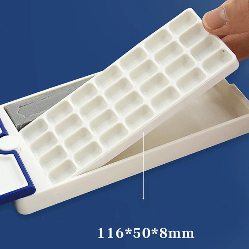 360&deg; Rotating Empty Watercolor Palette Nail Art Tray Box 28 Grid For Diy Travel Gouache Oil Plastic Nail Art Palette