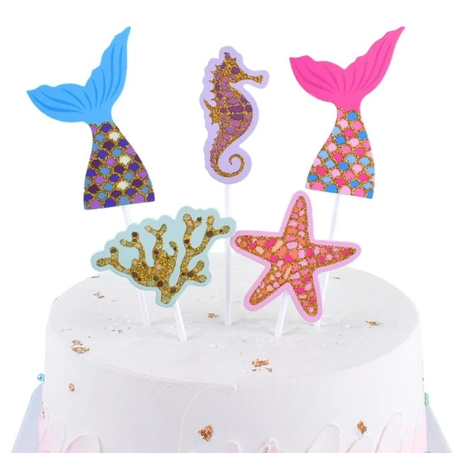 Mermaid Style Cake Decorating Supplies  Edible Mermaid Cake Decorations -  6pcs Cake - Aliexpress